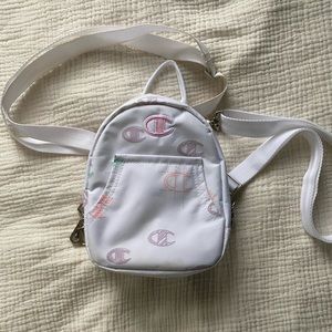 White Monogram Champion Mini Convertible Backpack/ Shoulder Bag